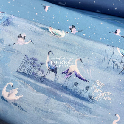 cotton - Ice Lake Sky Metallic fabric - FO:REST Fabric 布恩堂Liberty fabrictana lawnjapanese fabricykk zipper