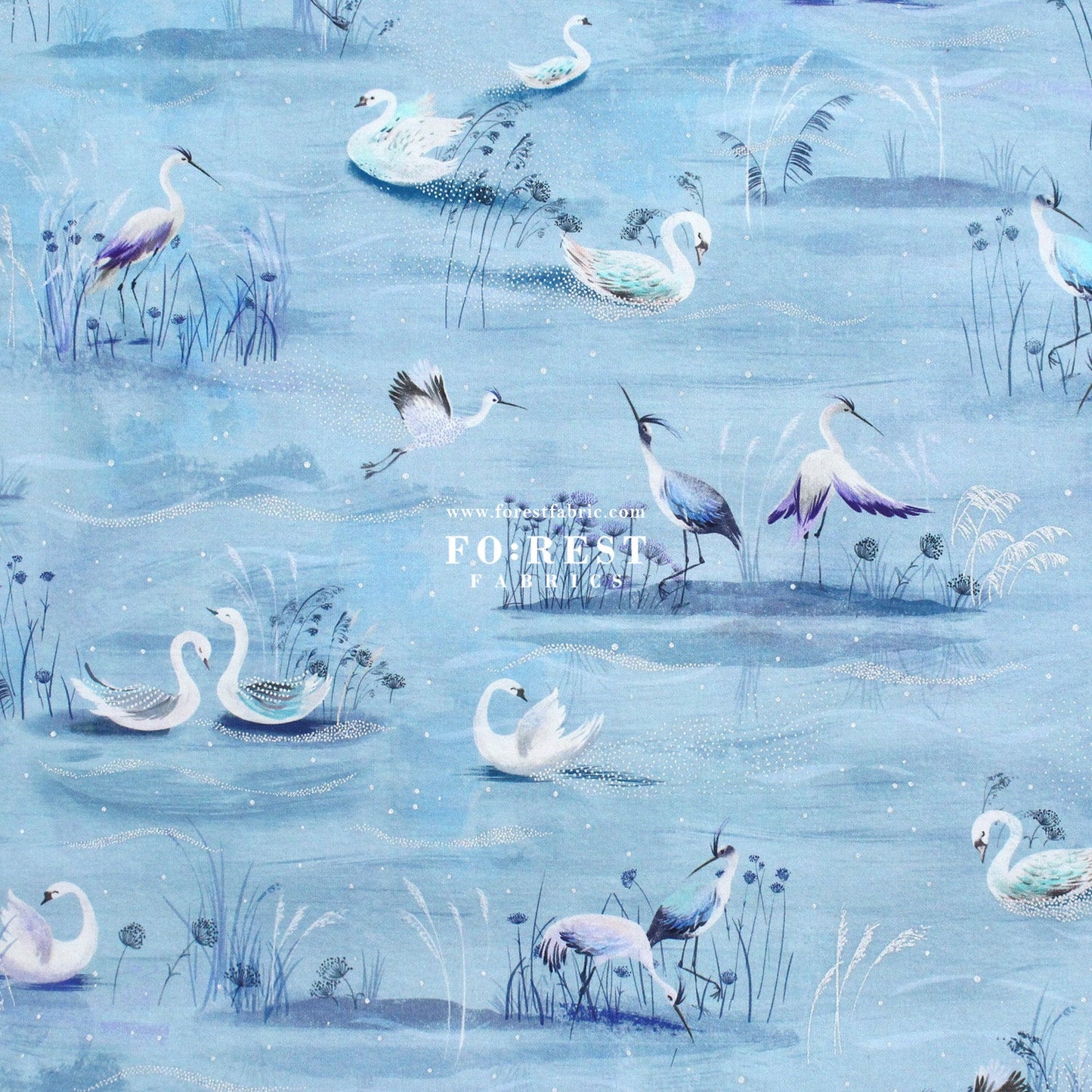 cotton - Ice Lake Sky Metallic fabric - FO:REST Fabric 布恩堂Liberty fabrictana lawnjapanese fabricykk zipper