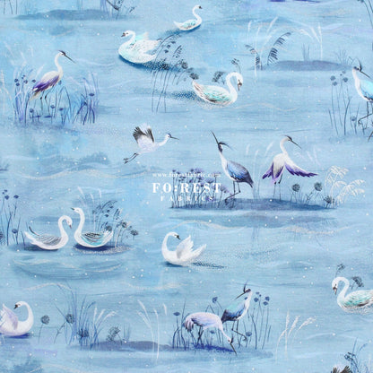 cotton - Ice Lake Sky Metallic fabric - FO:REST Fabric 布恩堂Liberty fabrictana lawnjapanese fabricykk zipper