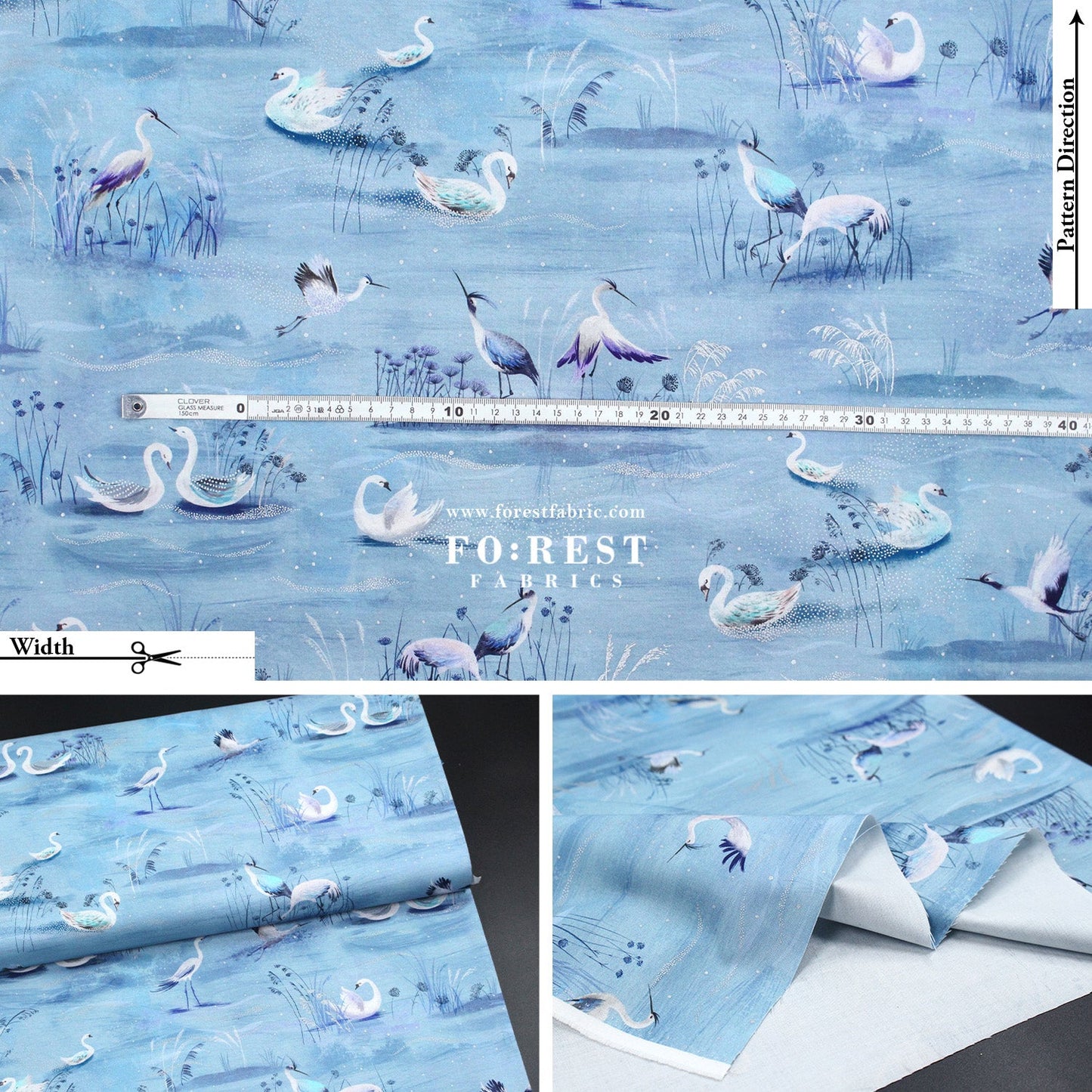 cotton - Ice Lake Sky Metallic fabric - FO:REST Fabric 布恩堂Liberty fabrictana lawnjapanese fabricykk zipper