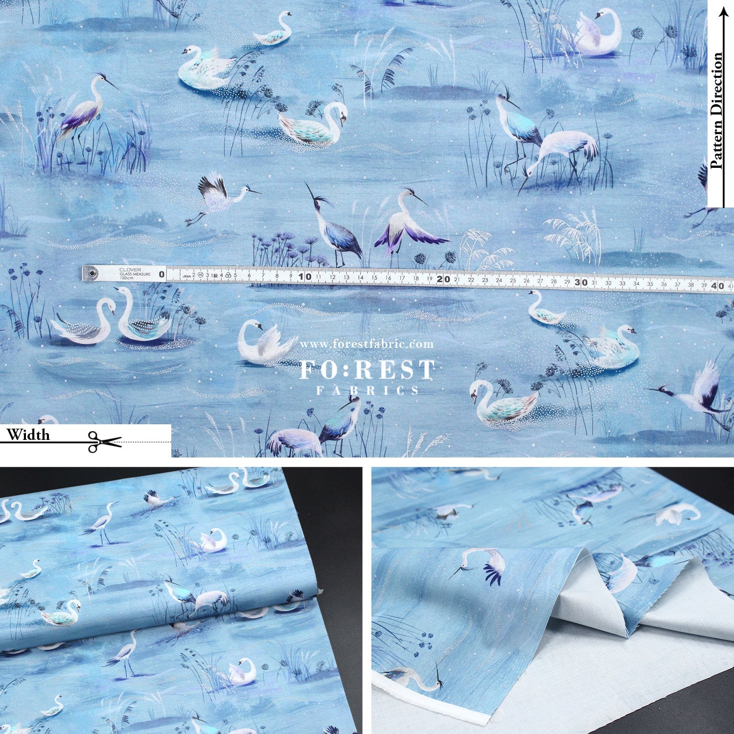 cotton - Ice Lake Sky Metallic fabric - FO:REST Fabric 布恩堂Liberty fabrictana lawnjapanese fabricykk zipper
