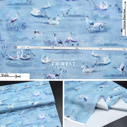 cotton - Ice Lake Sky Metallic fabric - FO:REST Fabric 布恩堂Liberty fabrictana lawnjapanese fabricykk zipper