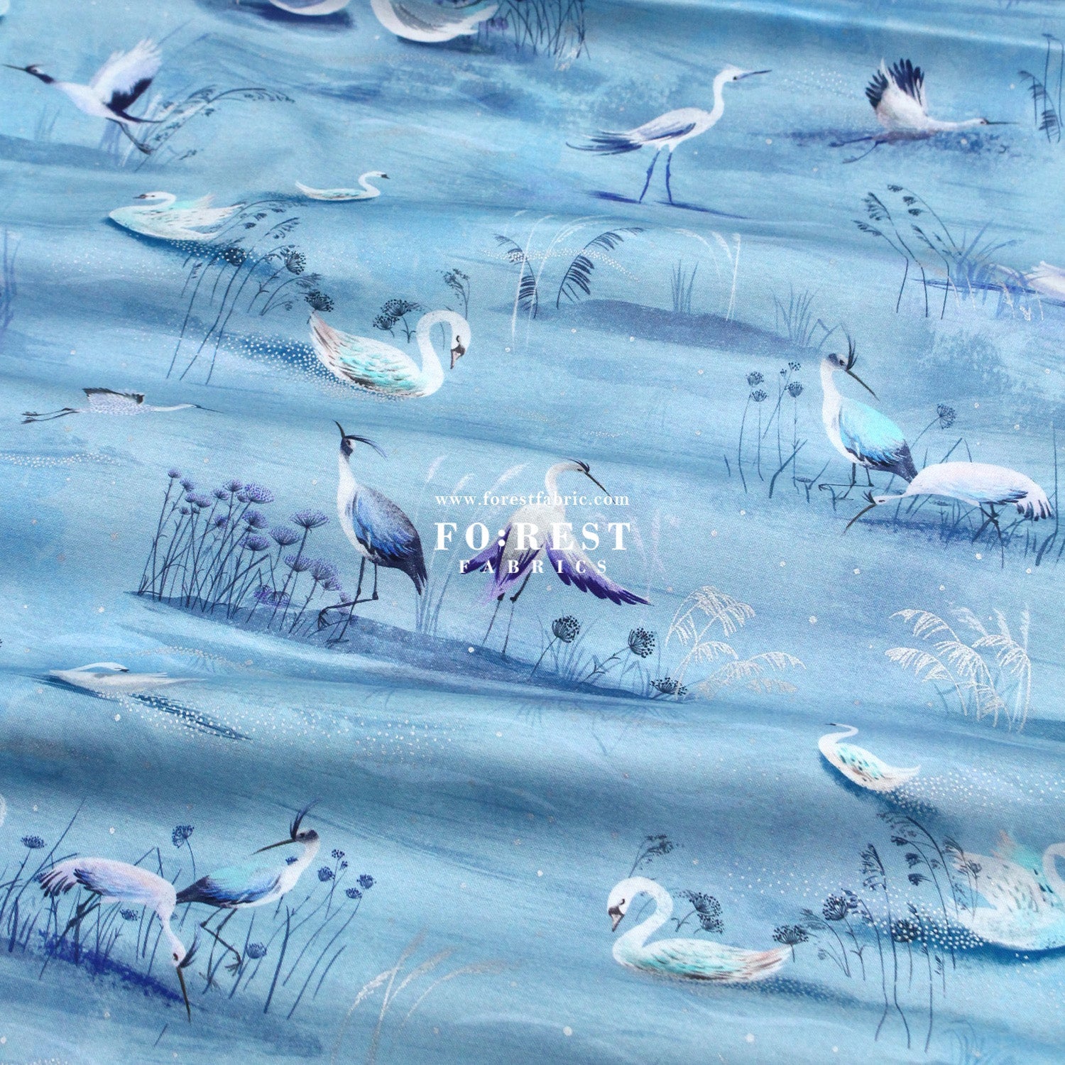 cotton - Ice Lake Sky Metallic fabric - FO:REST Fabric 布恩堂Liberty fabrictana lawnjapanese fabricykk zipper