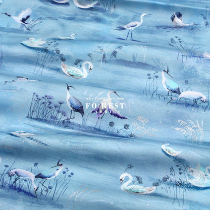 cotton - Ice Lake Sky Metallic fabric - FO:REST Fabric 布恩堂Liberty fabrictana lawnjapanese fabricykk zipper