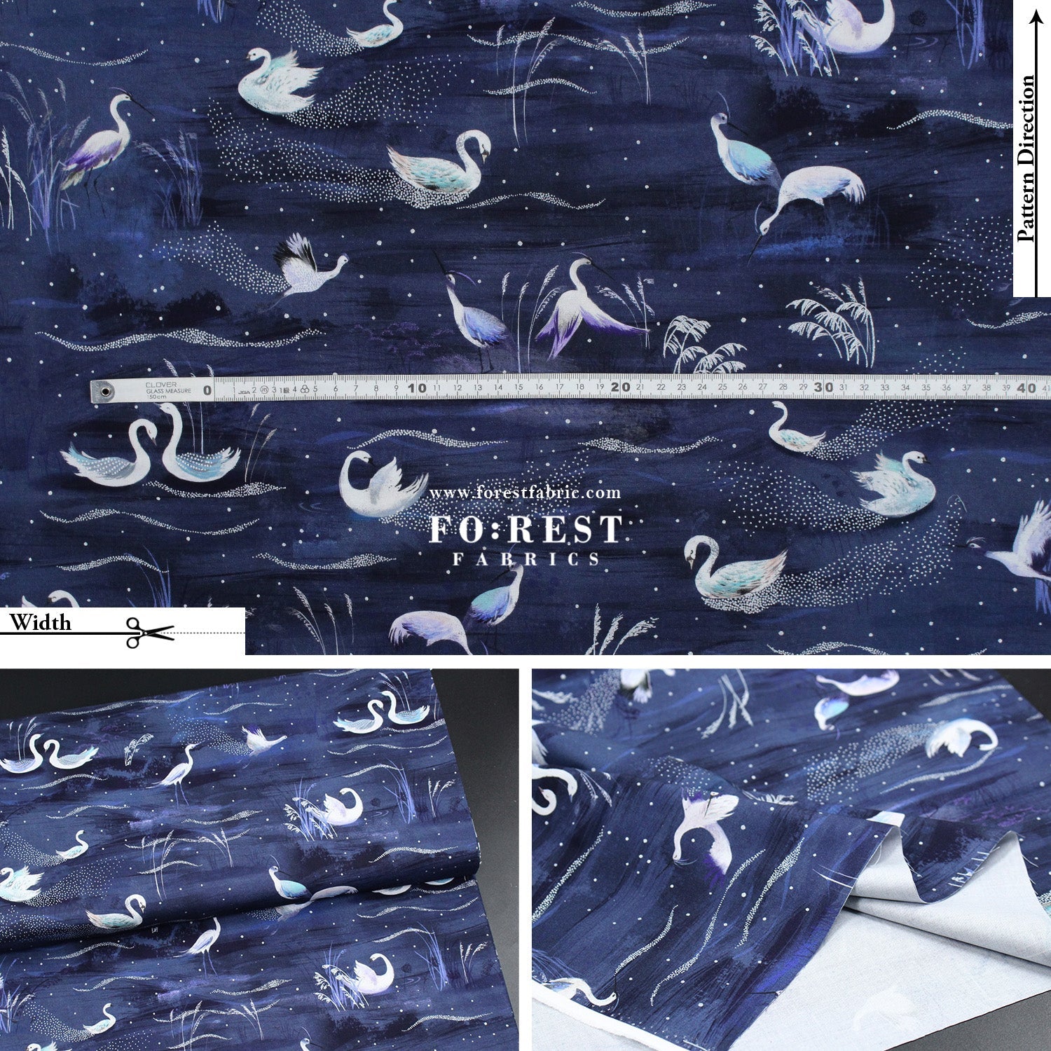 cotton - Ice Lake Starry Night Metallic fabric - FO:REST Fabric 布恩堂Liberty fabrictana lawnjapanese fabricykk zipper