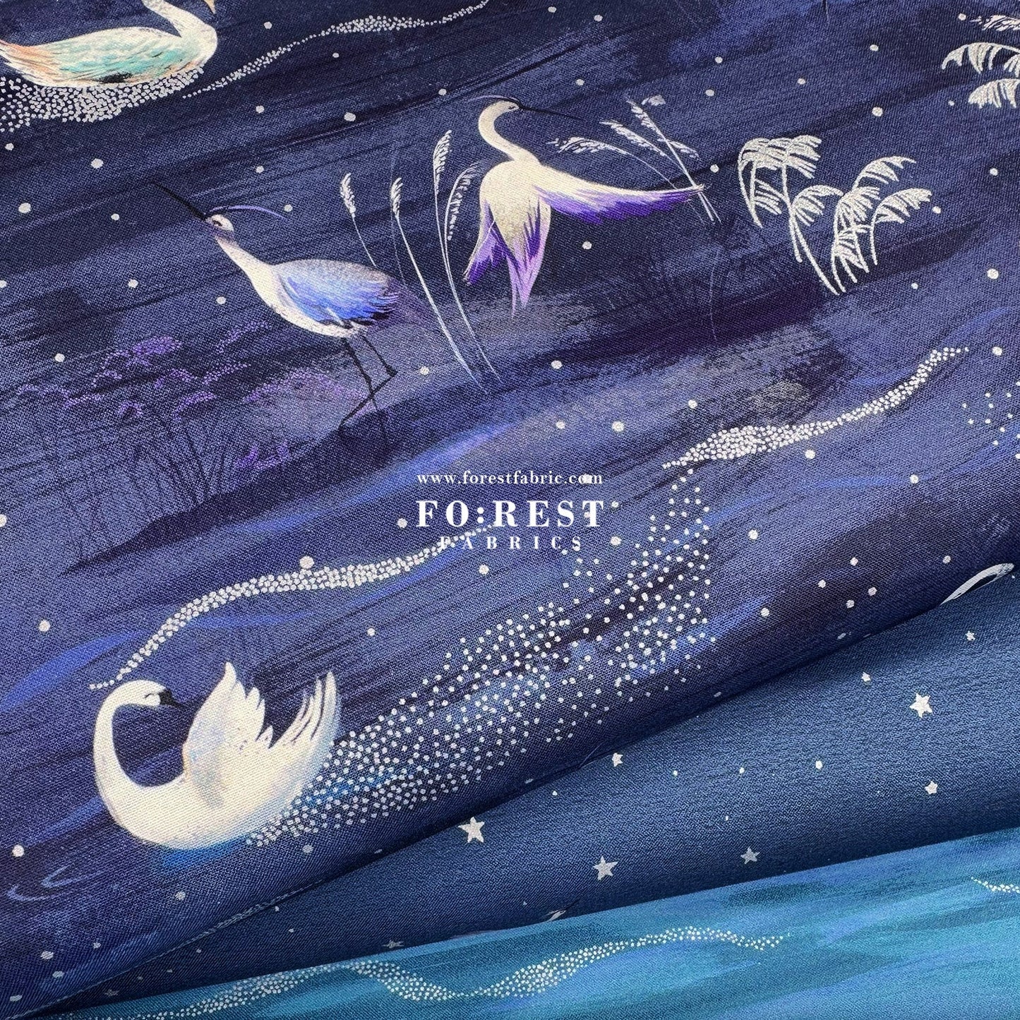 cotton - Ice Lake Starry Night Metallic fabric - FO:REST Fabric 布恩堂Liberty fabrictana lawnjapanese fabricykk zipper