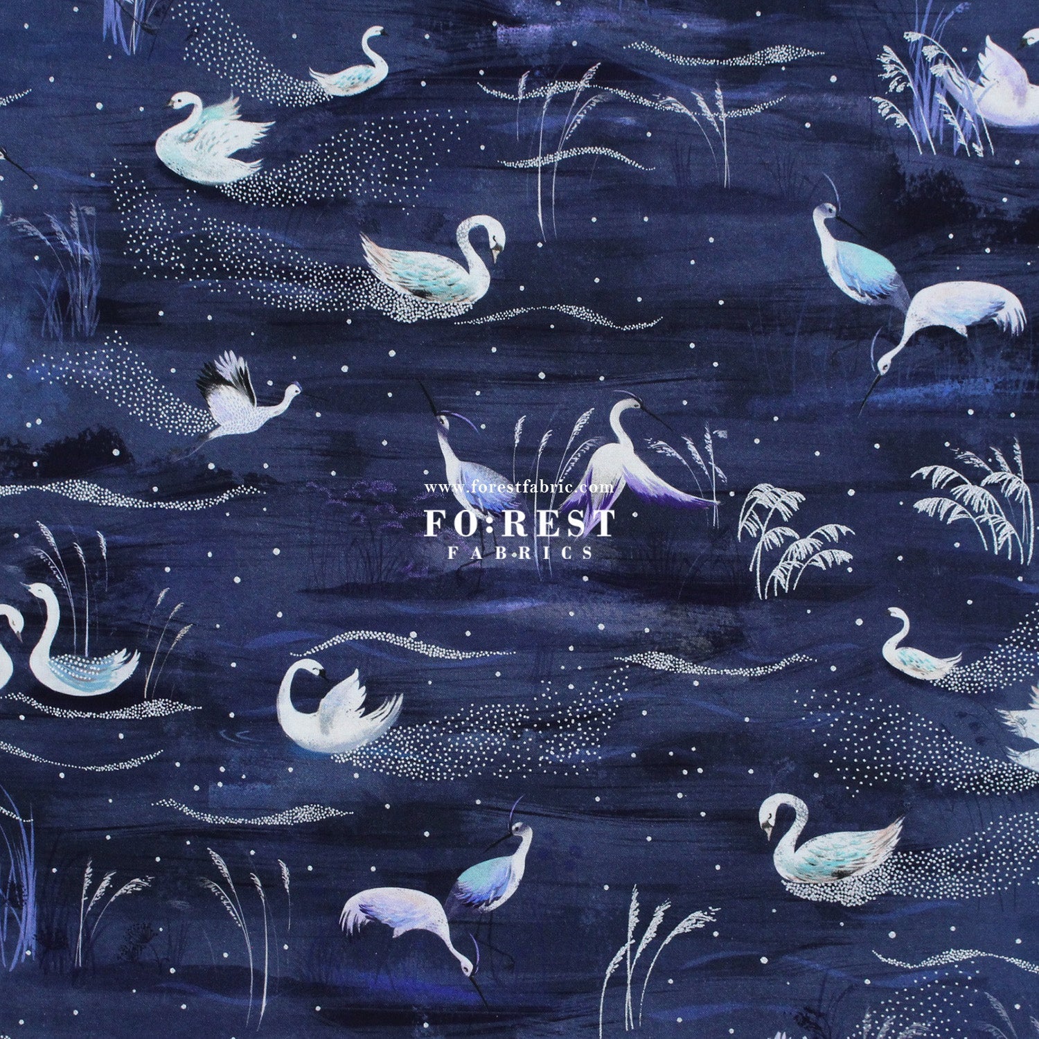 cotton - Ice Lake Starry Night Metallic fabric - FO:REST Fabric 布恩堂Liberty fabrictana lawnjapanese fabricykk zipper