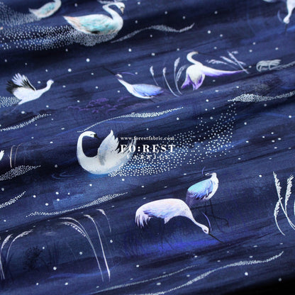 cotton - Ice Lake Starry Night Metallic fabric - FO:REST Fabric 布恩堂Liberty fabrictana lawnjapanese fabricykk zipper