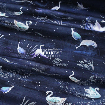 cotton - Ice Lake Starry Night Metallic fabric - FO:REST Fabric 布恩堂Liberty fabrictana lawnjapanese fabricykk zipper
