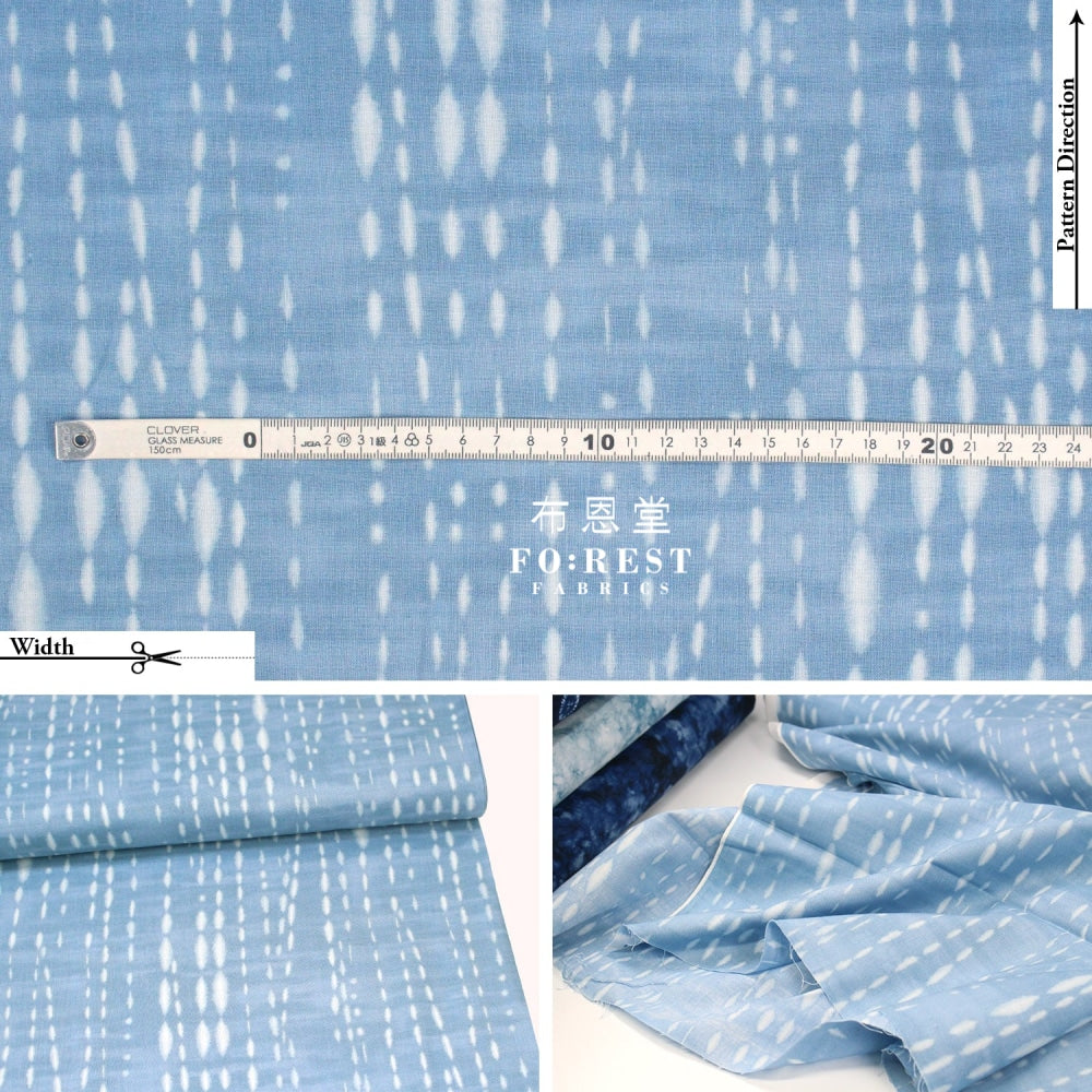 Cotton - Indigo-Dyed Stripe Dots Fabric Light