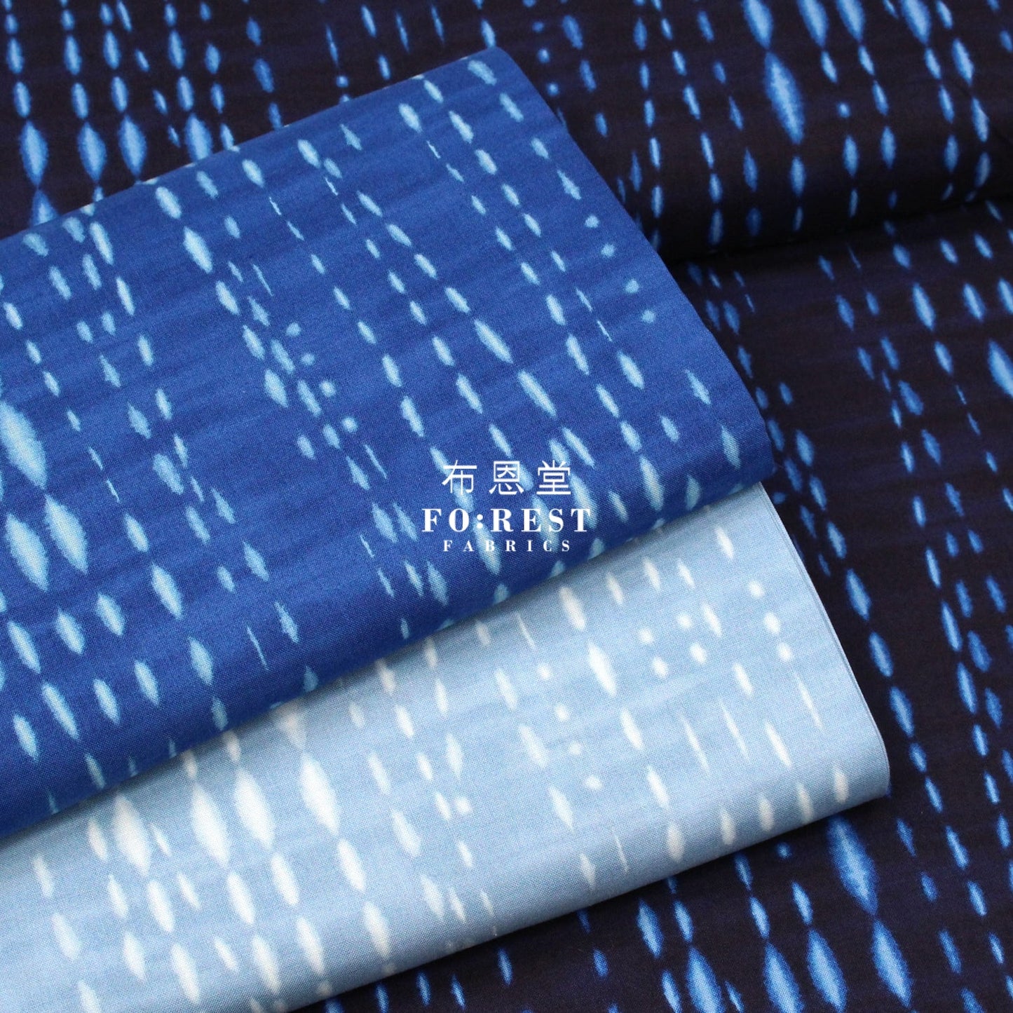 Cotton - Indigo-Dyed Stripe Raindrop Fabric Navy