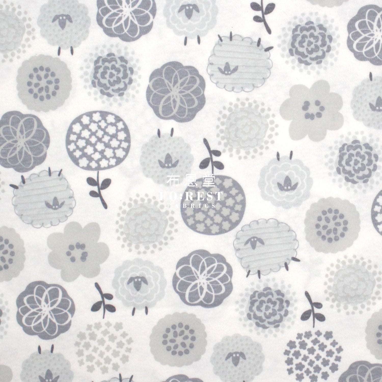 Cotton Jersey Knit - Wool fabric GRAY 針織 - FO:REST Fabric 布恩堂Liberty fabrictana lawnjapanese fabricykk zipper