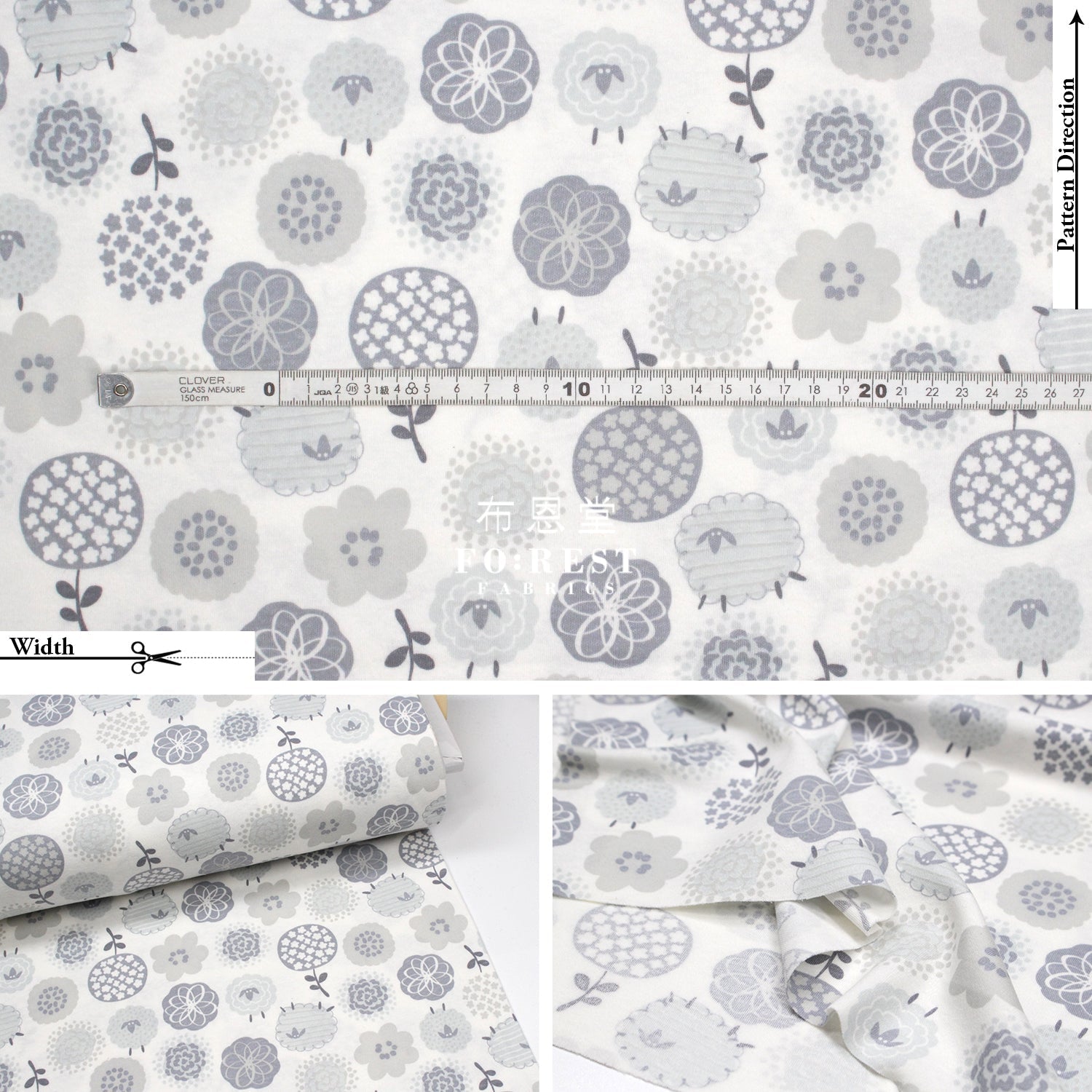 Cotton Jersey Knit - Wool fabric GRAY 針織 - FO:REST Fabric 布恩堂Liberty fabrictana lawnjapanese fabricykk zipper