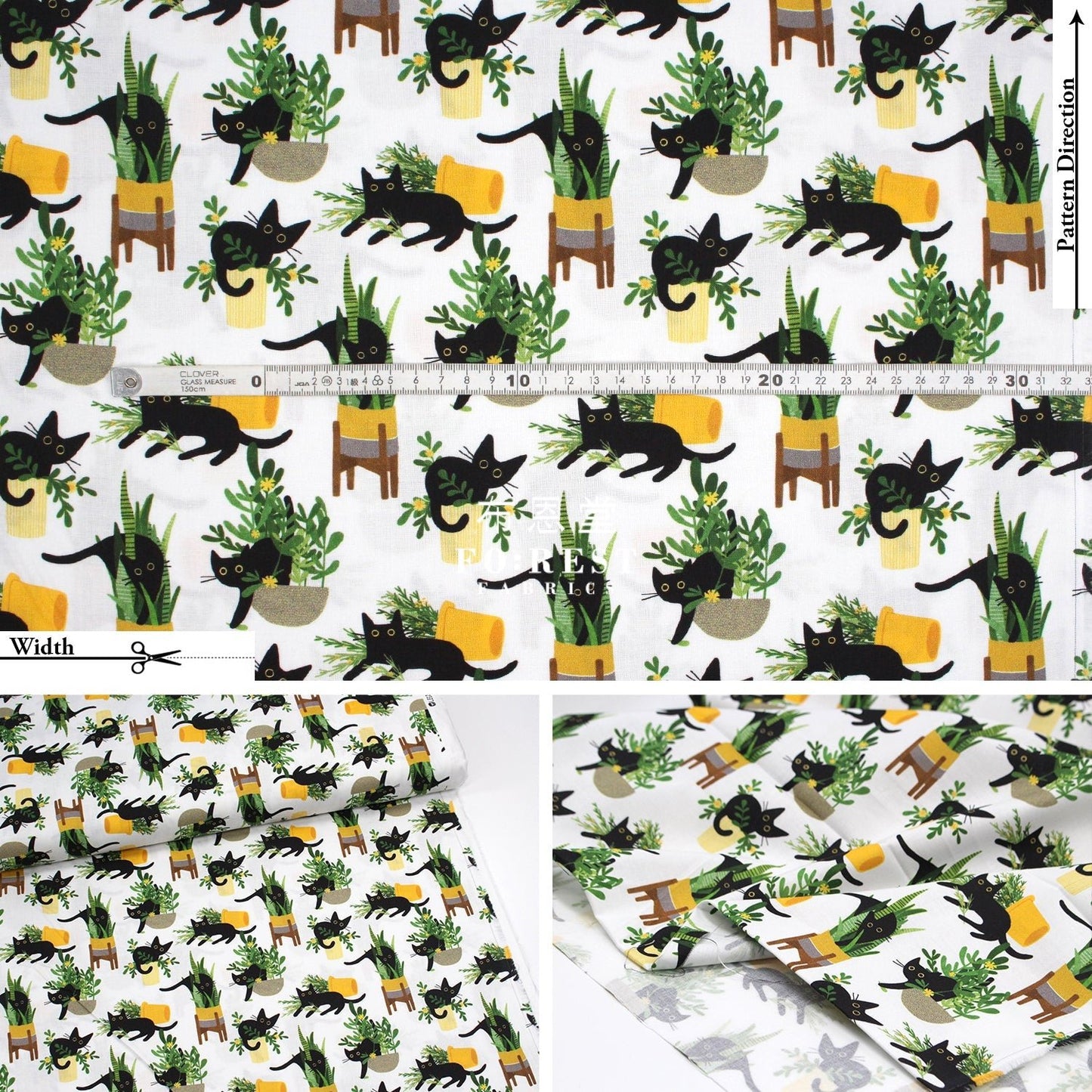 cotton - Just Purrlanted Cats fabric - FO:REST Fabric 布恩堂Liberty fabrictana lawnjapanese fabricykk zipper