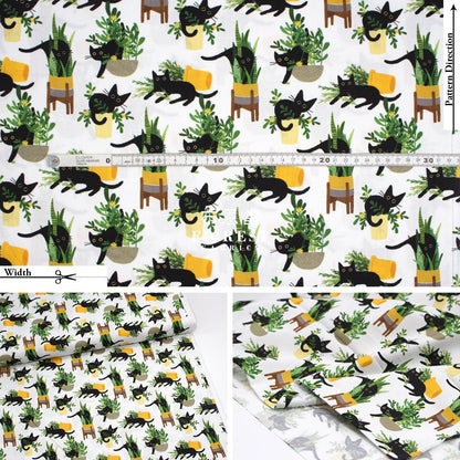 cotton - Just Purrlanted Cats fabric - FO:REST Fabric 布恩堂Liberty fabrictana lawnjapanese fabricykk zipper