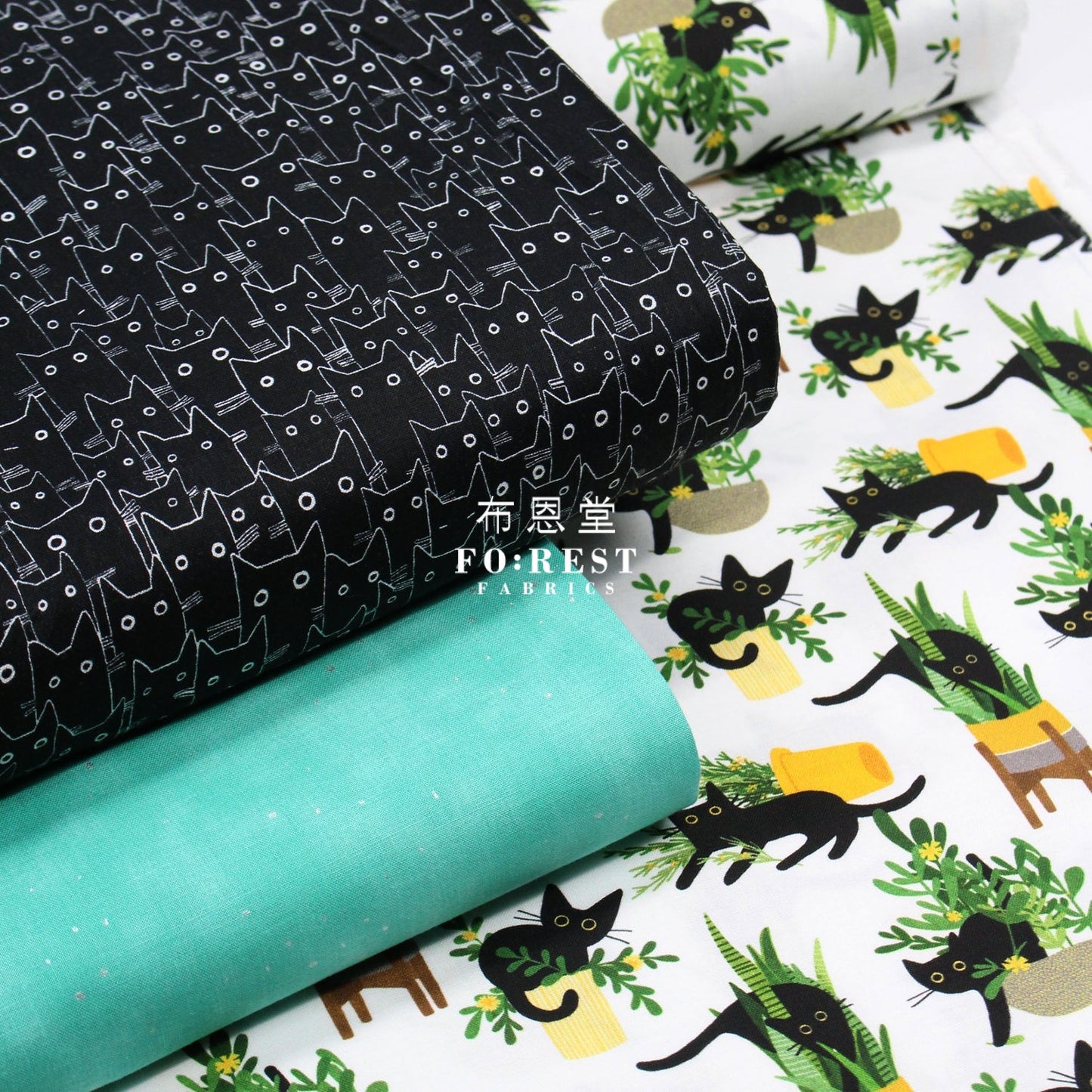 cotton - Just Purrlanted Cats fabric - FO:REST Fabric 布恩堂Liberty fabrictana lawnjapanese fabricykk zipper