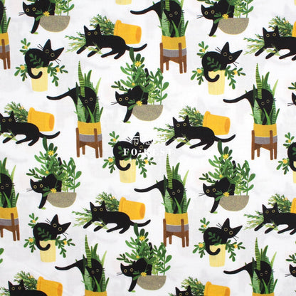 cotton - Just Purrlanted Cats fabric - FO:REST Fabric 布恩堂Liberty fabrictana lawnjapanese fabricykk zipper
