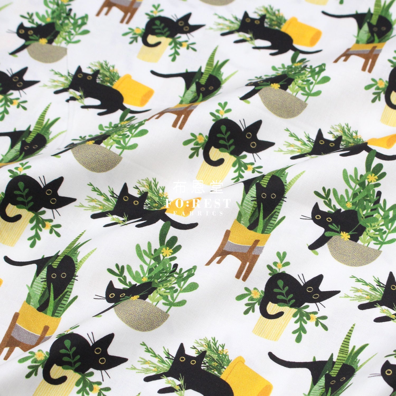 cotton - Just Purrlanted Cats fabric - FO:REST Fabric 布恩堂Liberty fabrictana lawnjapanese fabricykk zipper