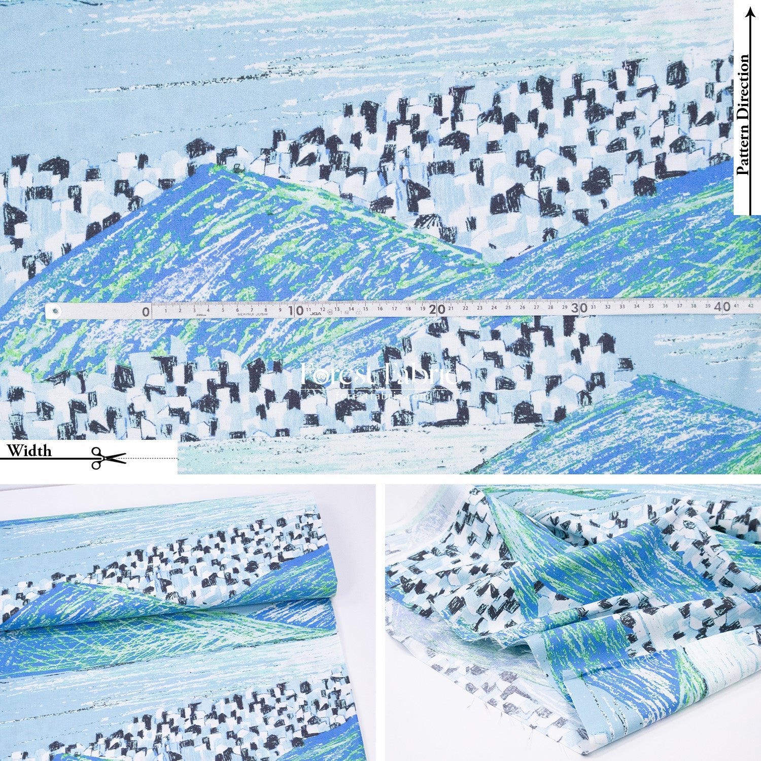 cotton - KESHIKI Lake and City fabric - FO:REST Fabric 布恩堂Liberty fabrictana lawnjapanese fabricykk zipper