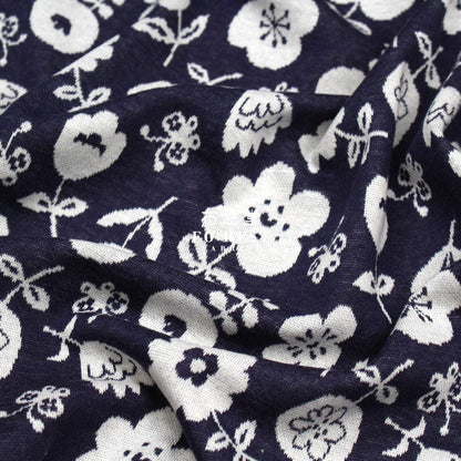 cotton knit jacquard - Flower Fabric Navy - FO:REST Fabric 布恩堂Liberty fabrictana lawnjapanese fabricykk zipper