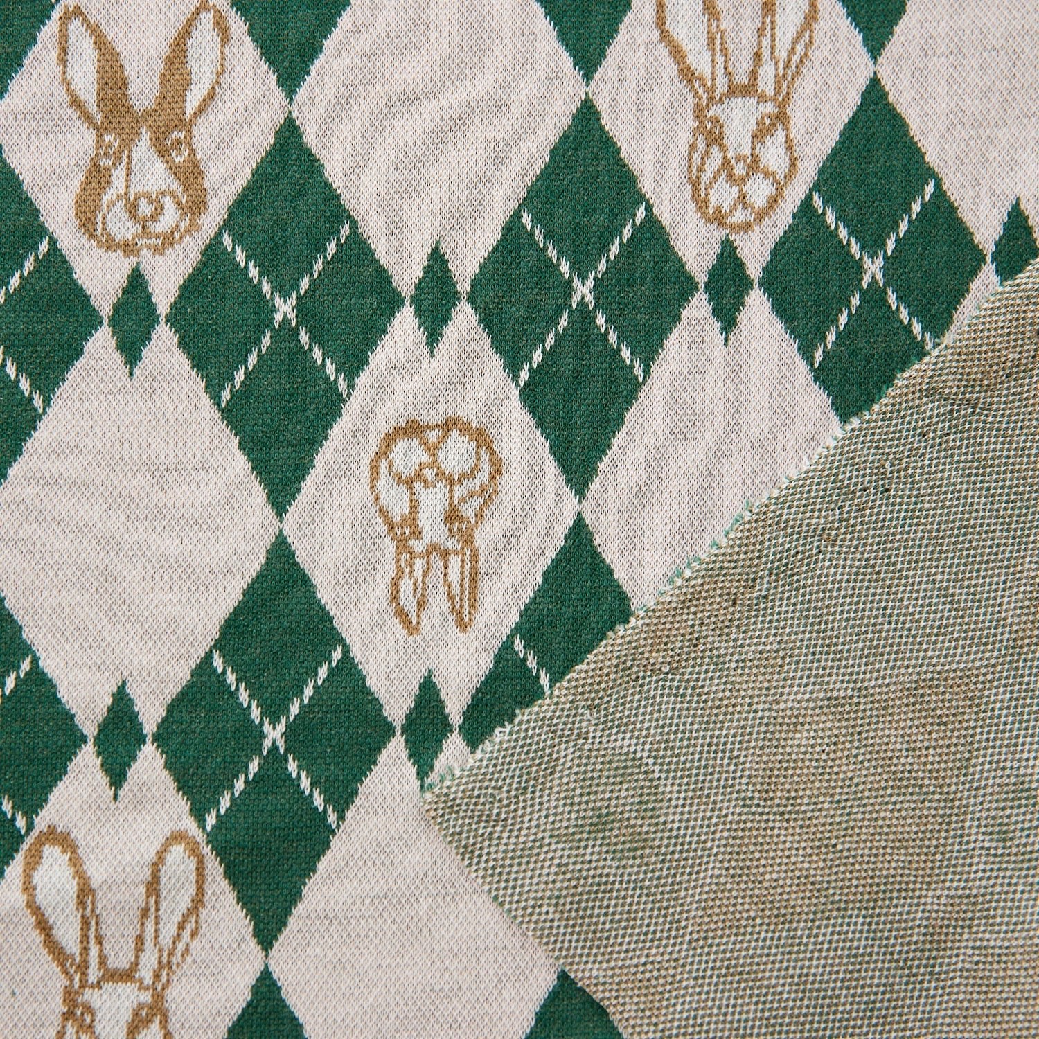 cotton knit jacquard - HAyU RABBIT ARGYLE C Fabric - FO:REST Fabric 布恩堂Liberty fabrictana lawnjapanese fabricykk zipper