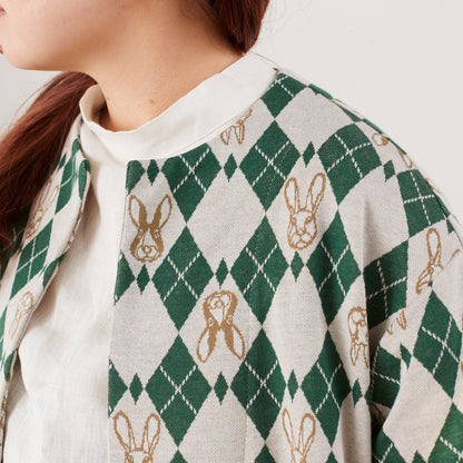 cotton knit jacquard - HAyU RABBIT ARGYLE C Fabric - FO:REST Fabric 布恩堂Liberty fabrictana lawnjapanese fabricykk zipper