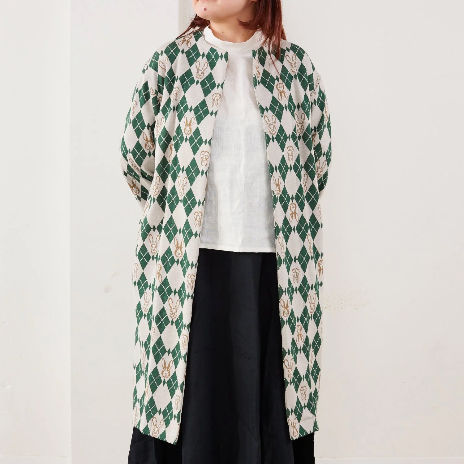 cotton knit jacquard - HAyU RABBIT ARGYLE C Fabric - FO:REST Fabric 布恩堂Liberty fabrictana lawnjapanese fabricykk zipper