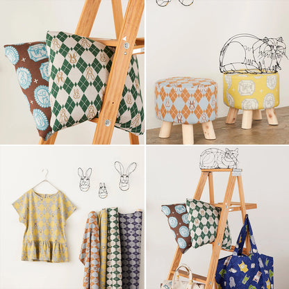 cotton knit jacquard - HAyU RABBIT ARGYLE C Fabric - FO:REST Fabric 布恩堂Liberty fabrictana lawnjapanese fabricykk zipper