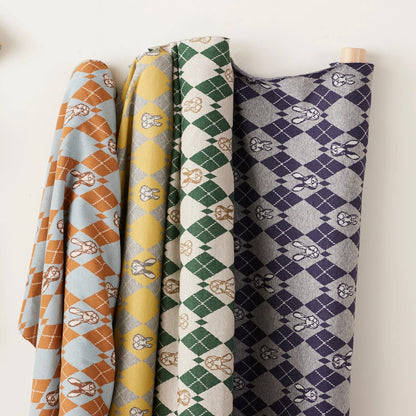 cotton knit jacquard - HAyU RABBIT ARGYLE C Fabric - FO:REST Fabric 布恩堂Liberty fabrictana lawnjapanese fabricykk zipper