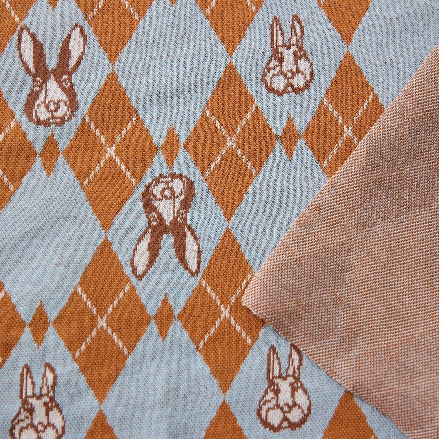 cotton knit jacquard - HAyU RABBIT ARGYLE D Fabric - FO:REST Fabric 布恩堂Liberty fabrictana lawnjapanese fabricykk zipper