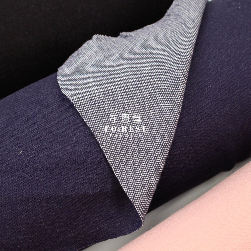 Cotton Knit Jacquard - Solid Fabric Navy Knit