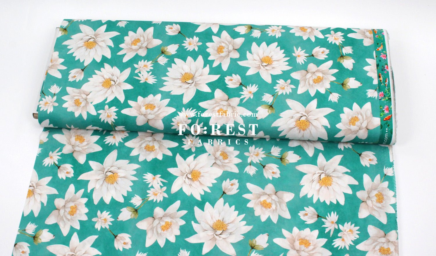 cotton - Koi and Lotus fabric - FO:REST Fabric 布恩堂Liberty fabrictana lawnjapanese fabricykk zipper