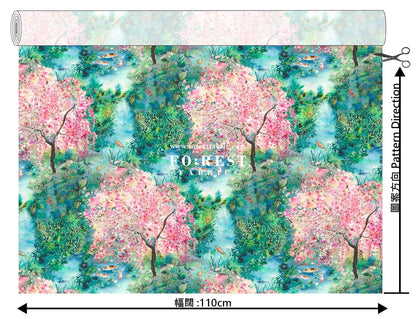 cotton - Koi and Lotus fabric - FO:REST Fabric 布恩堂Liberty fabrictana lawnjapanese fabricykk zipper