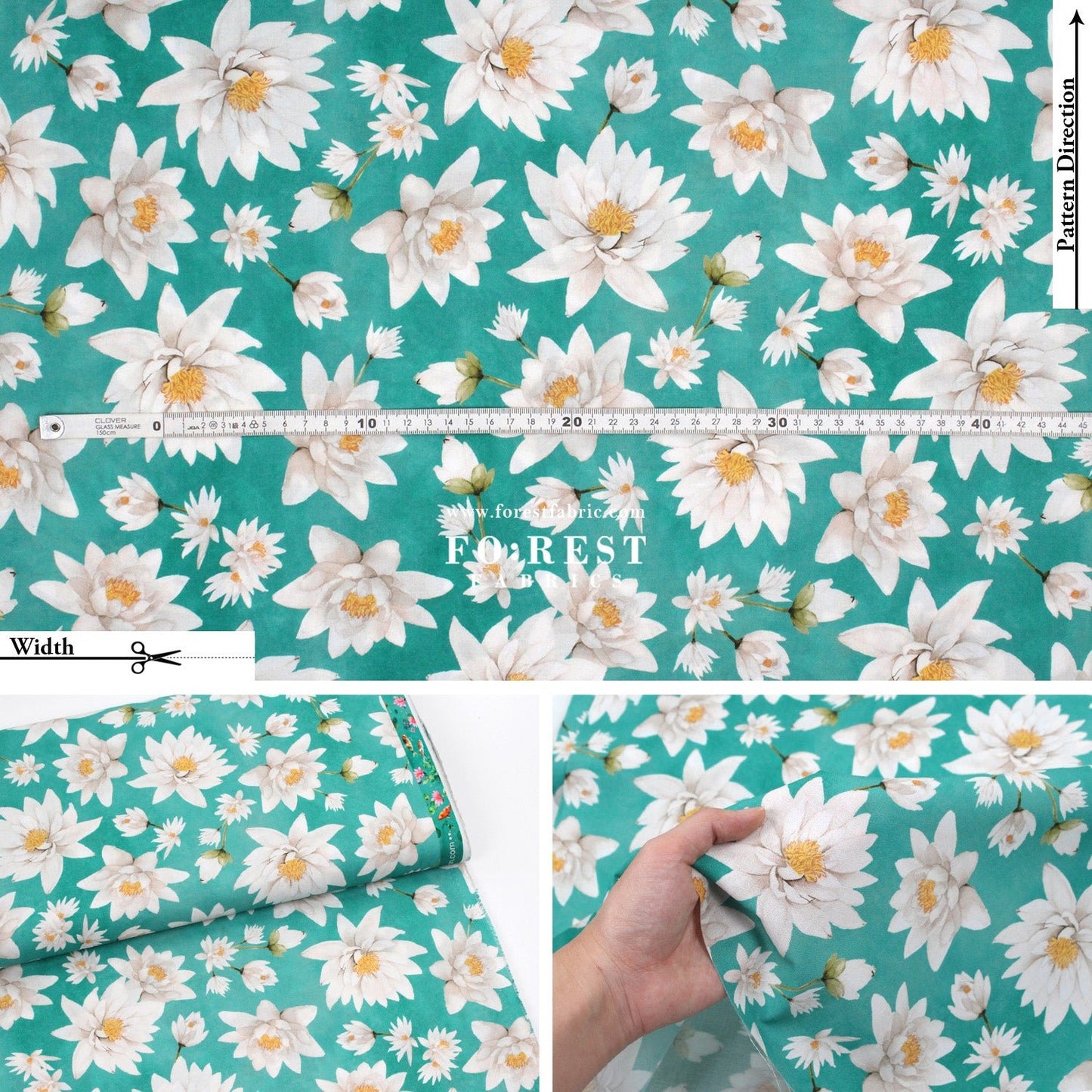 cotton - Koi and Lotus fabric - FO:REST Fabric 布恩堂Liberty fabrictana lawnjapanese fabricykk zipper