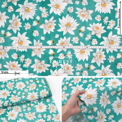 cotton - Koi and Lotus fabric - FO:REST Fabric 布恩堂Liberty fabrictana lawnjapanese fabricykk zipper