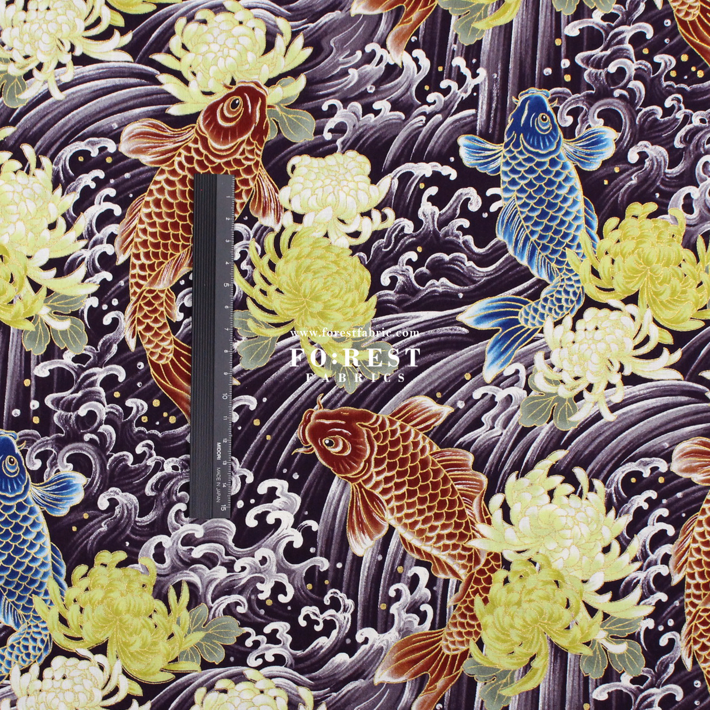 cotton - koi鯉躍龍門 fabric Purple - FO:REST Fabric 布恩堂Liberty fabrictana lawnjapanese fabricykk zipper
