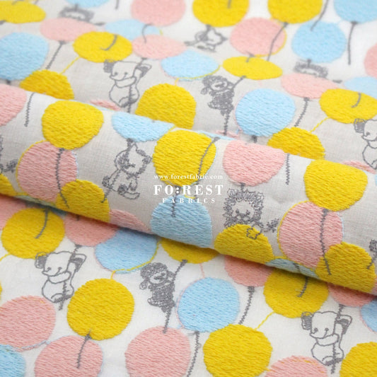 Cotton Lawn Embroidery - Balloon Land Off - FO:REST Fabric 布恩堂Liberty fabrictana lawnjapanese fabricykk zipper