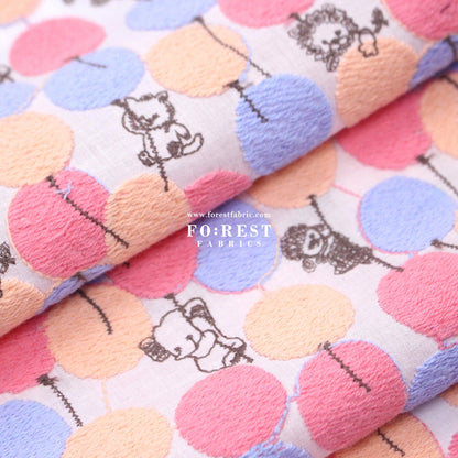 Cotton Lawn Embroidery - Balloon Land Pink - FO:REST Fabric 布恩堂Liberty fabrictana lawnjapanese fabricykk zipper