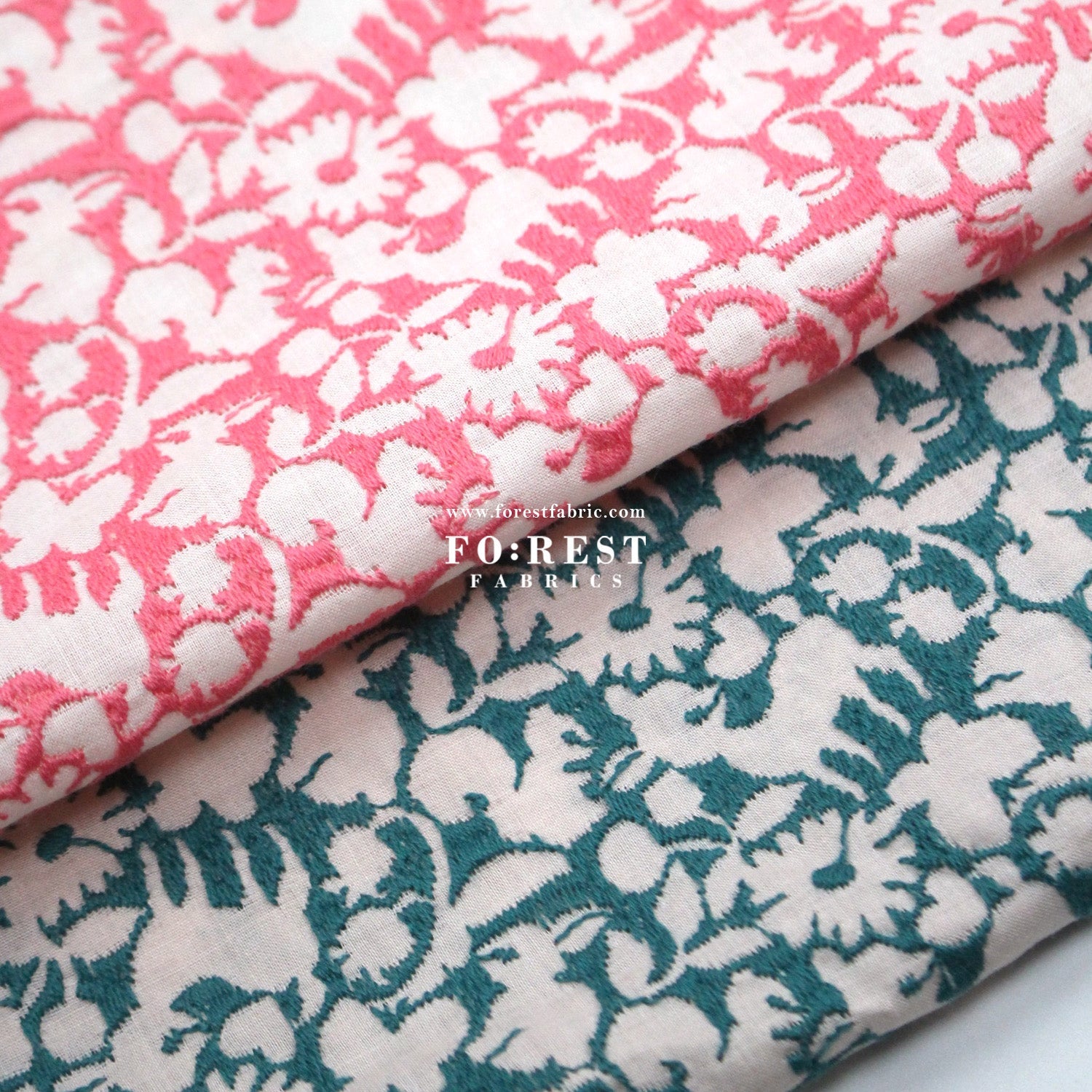Cotton Lawn Embroidery - Powder Flake Off x Pink - FO:REST Fabric 布恩堂Liberty fabrictana lawnjapanese fabricykk zipper