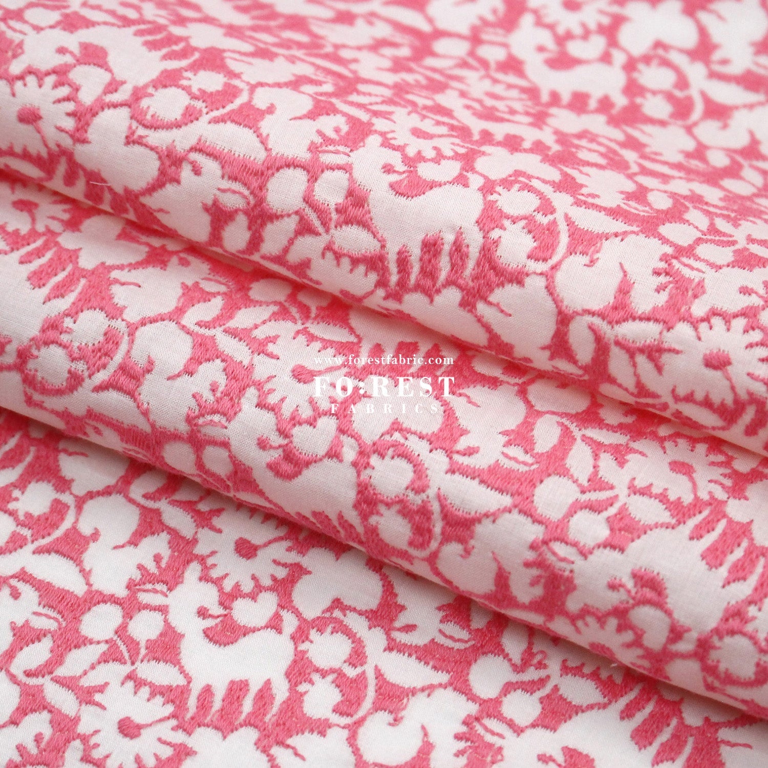 Cotton Lawn Embroidery - Powder Flake Off x Pink - FO:REST Fabric 布恩堂Liberty fabrictana lawnjapanese fabricykk zipper