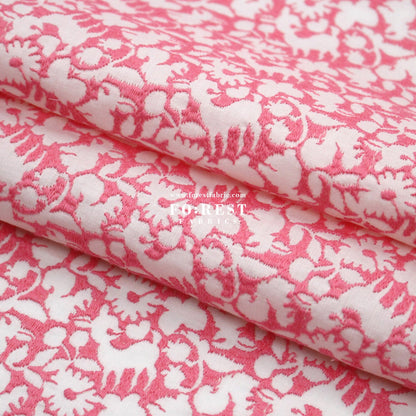 Cotton Lawn Embroidery - Powder Flake Off x Pink - FO:REST Fabric 布恩堂Liberty fabrictana lawnjapanese fabricykk zipper