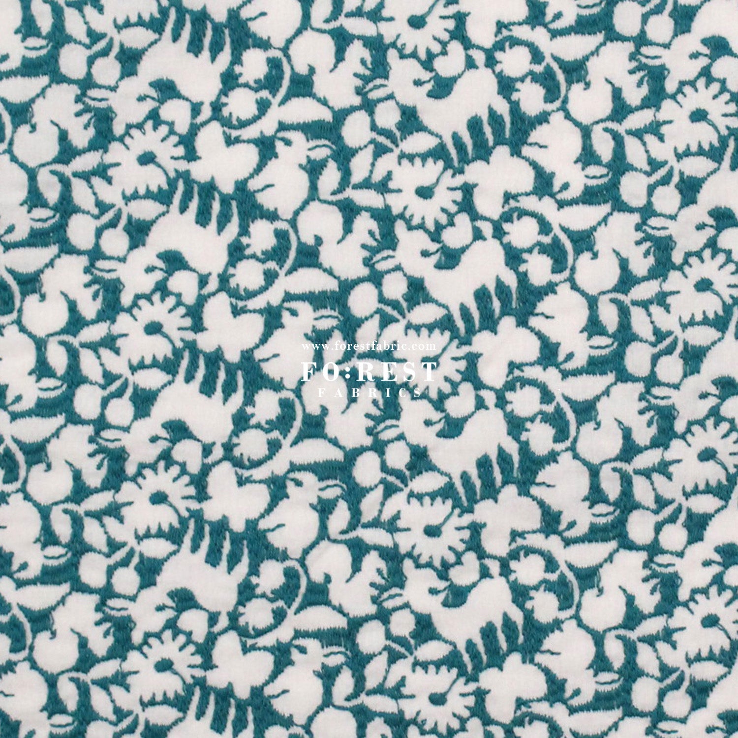 Cotton Lawn Embroidery - Powder Flake Pink x Green - FO:REST Fabric 布恩堂Liberty fabrictana lawnjapanese fabricykk zipper