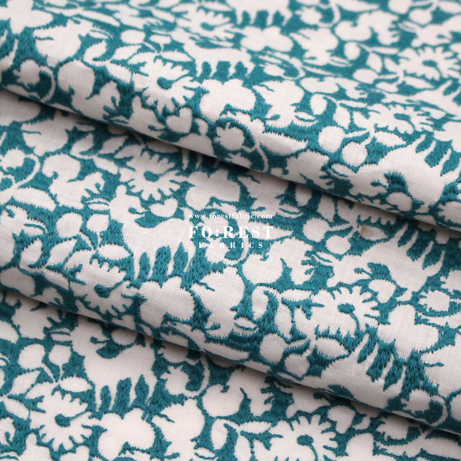 Cotton Lawn Embroidery - Powder Flake Pink x Green - FO:REST Fabric 布恩堂Liberty fabrictana lawnjapanese fabricykk zipper