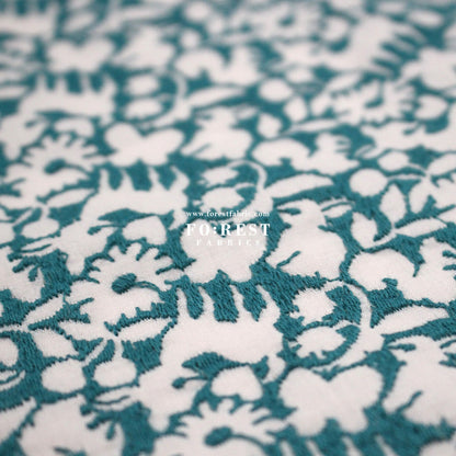 Cotton Lawn Embroidery - Powder Flake Pink x Green - FO:REST Fabric 布恩堂Liberty fabrictana lawnjapanese fabricykk zipper