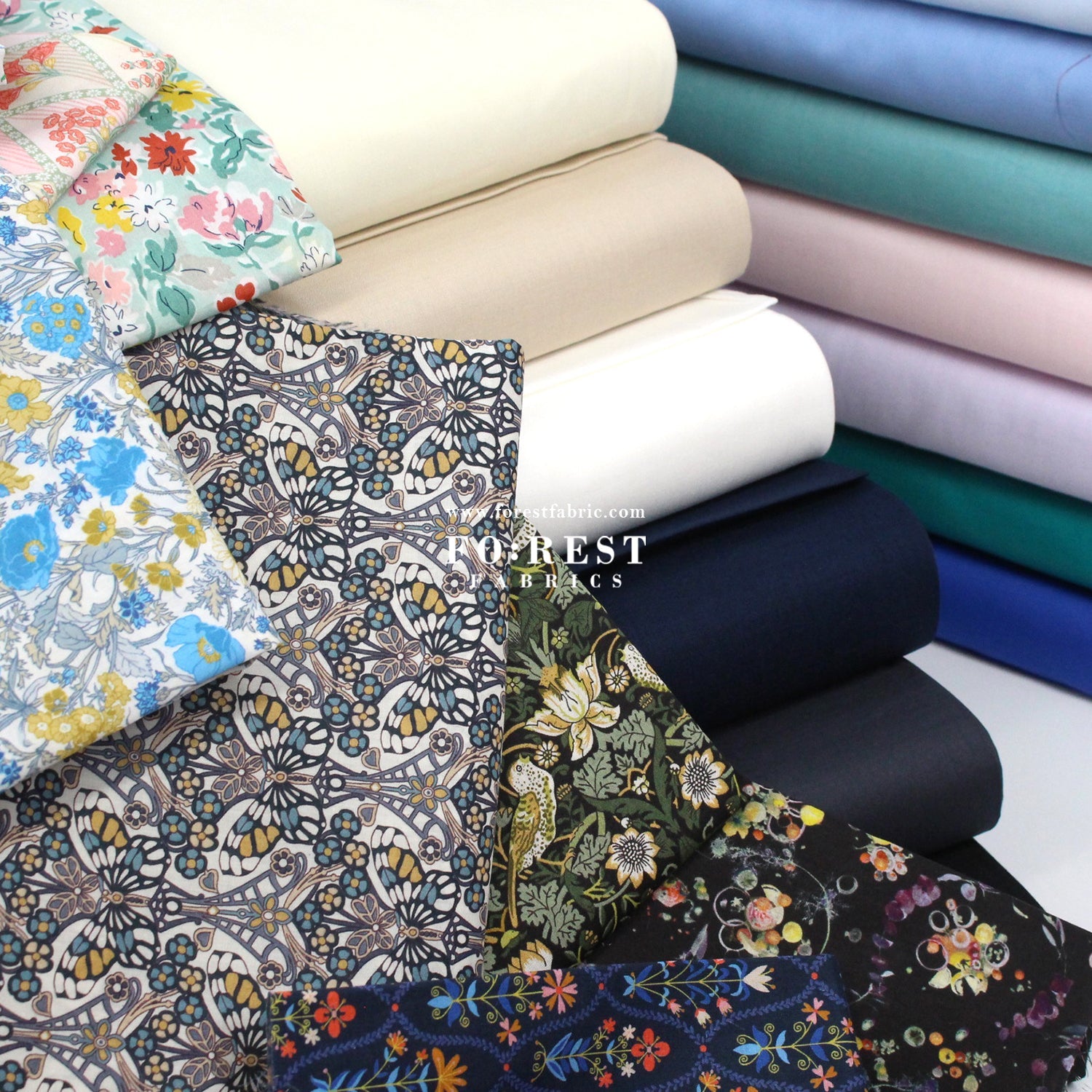 Cotton Lawn - solid 80S fabric - FO:REST Fabric 布恩堂Liberty fabrictana lawnjapanese fabricykk zipper