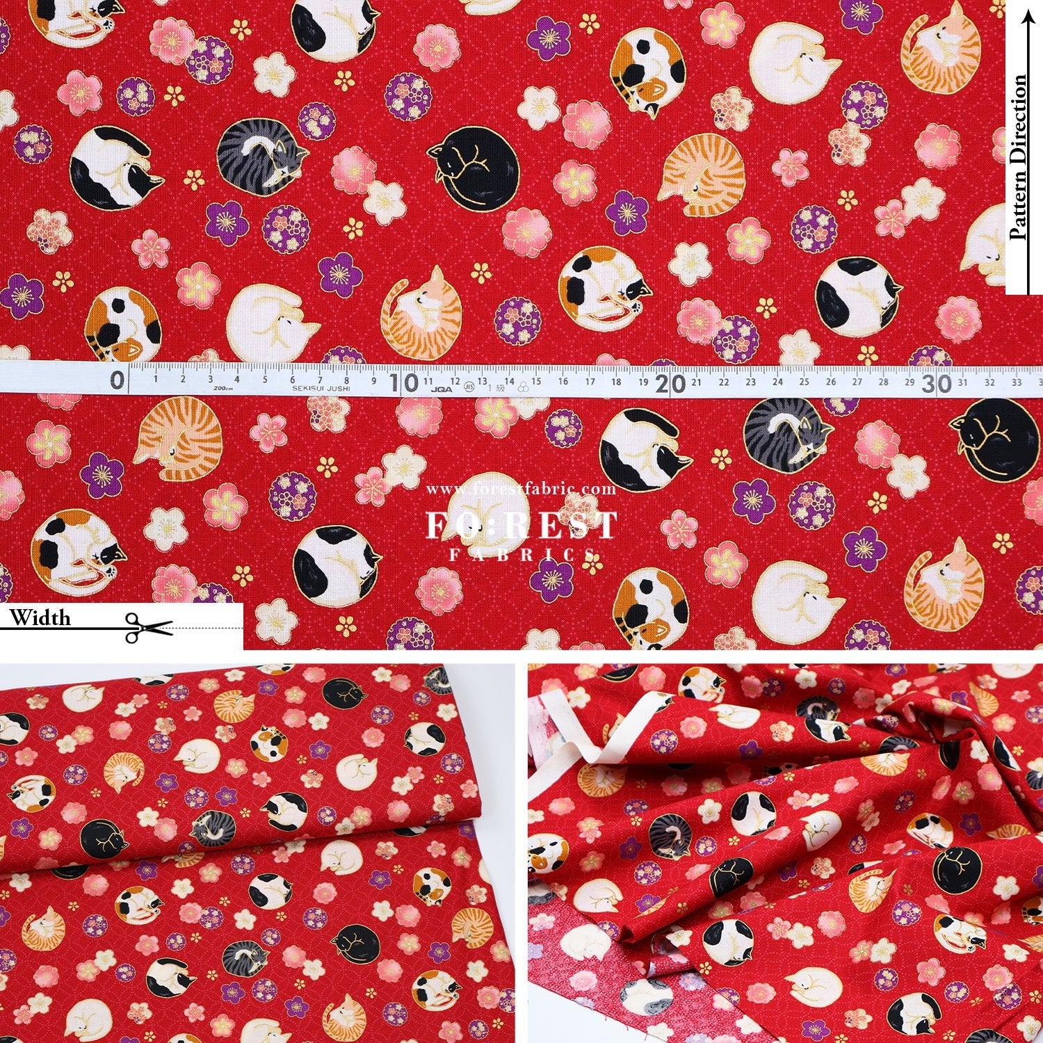 cotton - Lazy Cats with metallic fabric - FO:REST Fabric 布恩堂Liberty fabrictana lawnjapanese fabricykk zipper