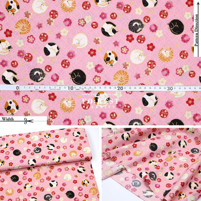 cotton - Lazy Cats with metallic fabric - FO:REST Fabric 布恩堂Liberty fabrictana lawnjapanese fabricykk zipper
