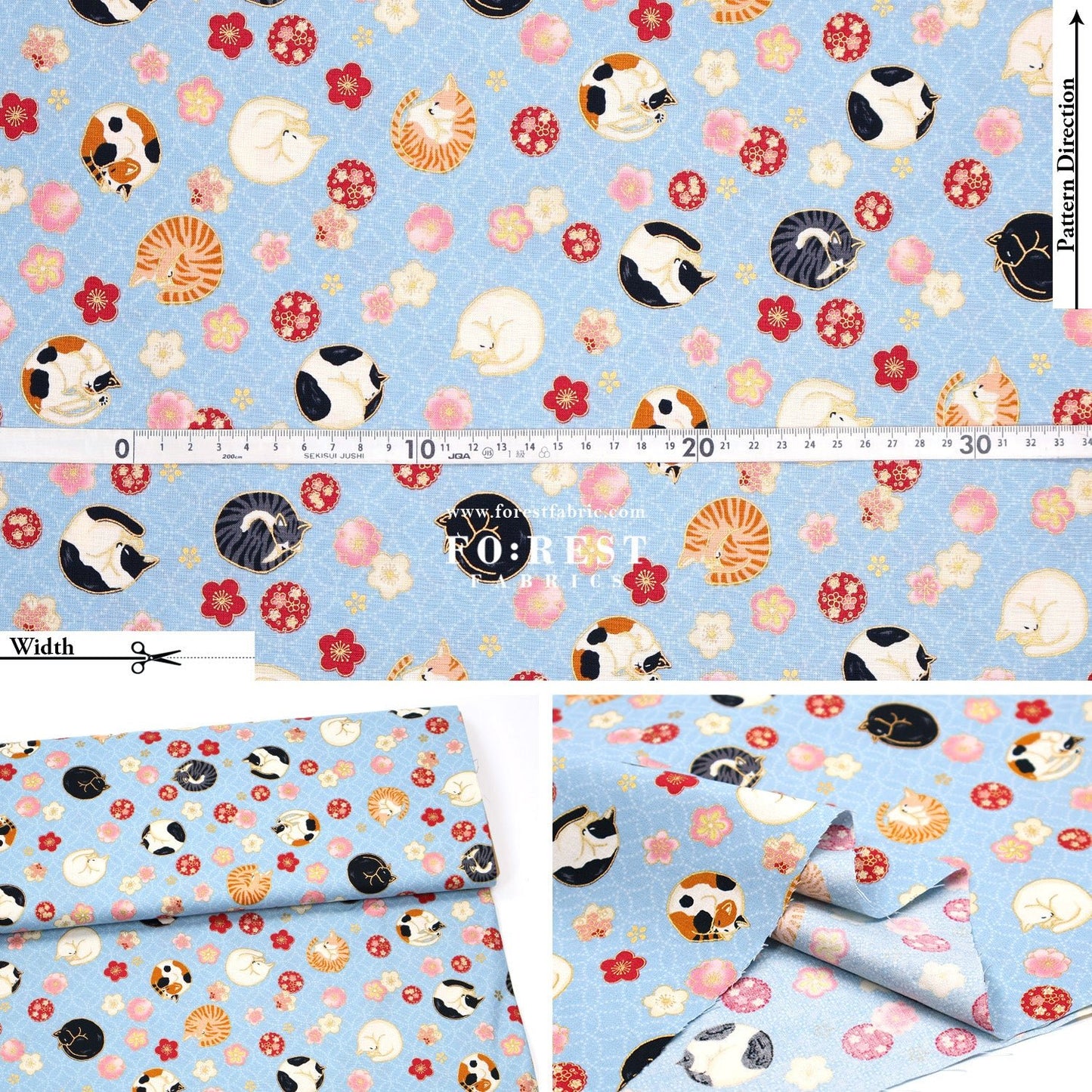 cotton - Lazy Cats with metallic fabric - FO:REST Fabric 布恩堂Liberty fabrictana lawnjapanese fabricykk zipper