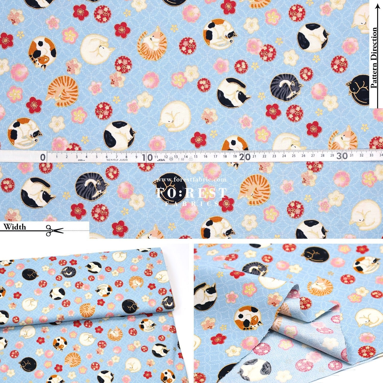 cotton - Lazy Cats with metallic fabric - FO:REST Fabric 布恩堂Liberty fabrictana lawnjapanese fabricykk zipper