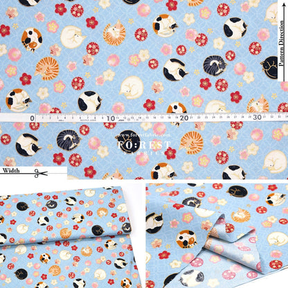 cotton - Lazy Cats with metallic fabric - FO:REST Fabric 布恩堂Liberty fabrictana lawnjapanese fabricykk zipper